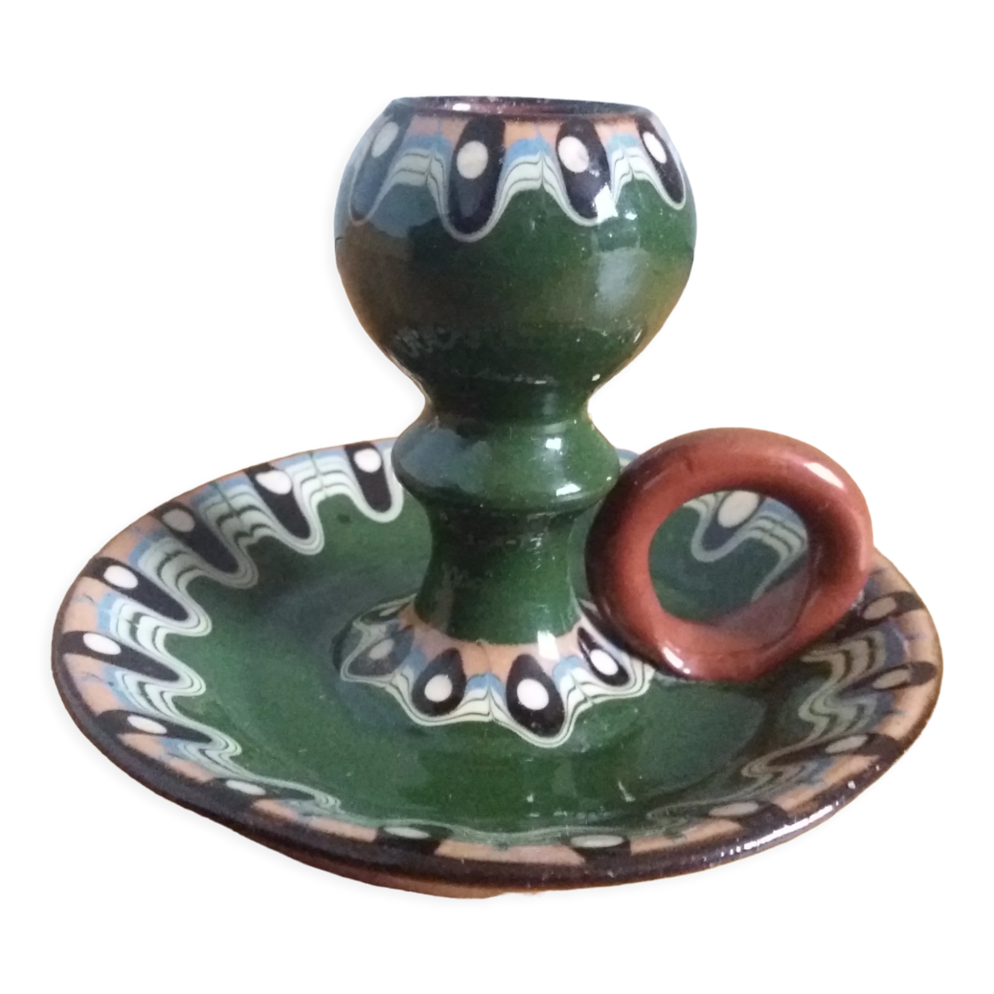 Trojan glazed ceramic cellar rat candle holder Bulgaria