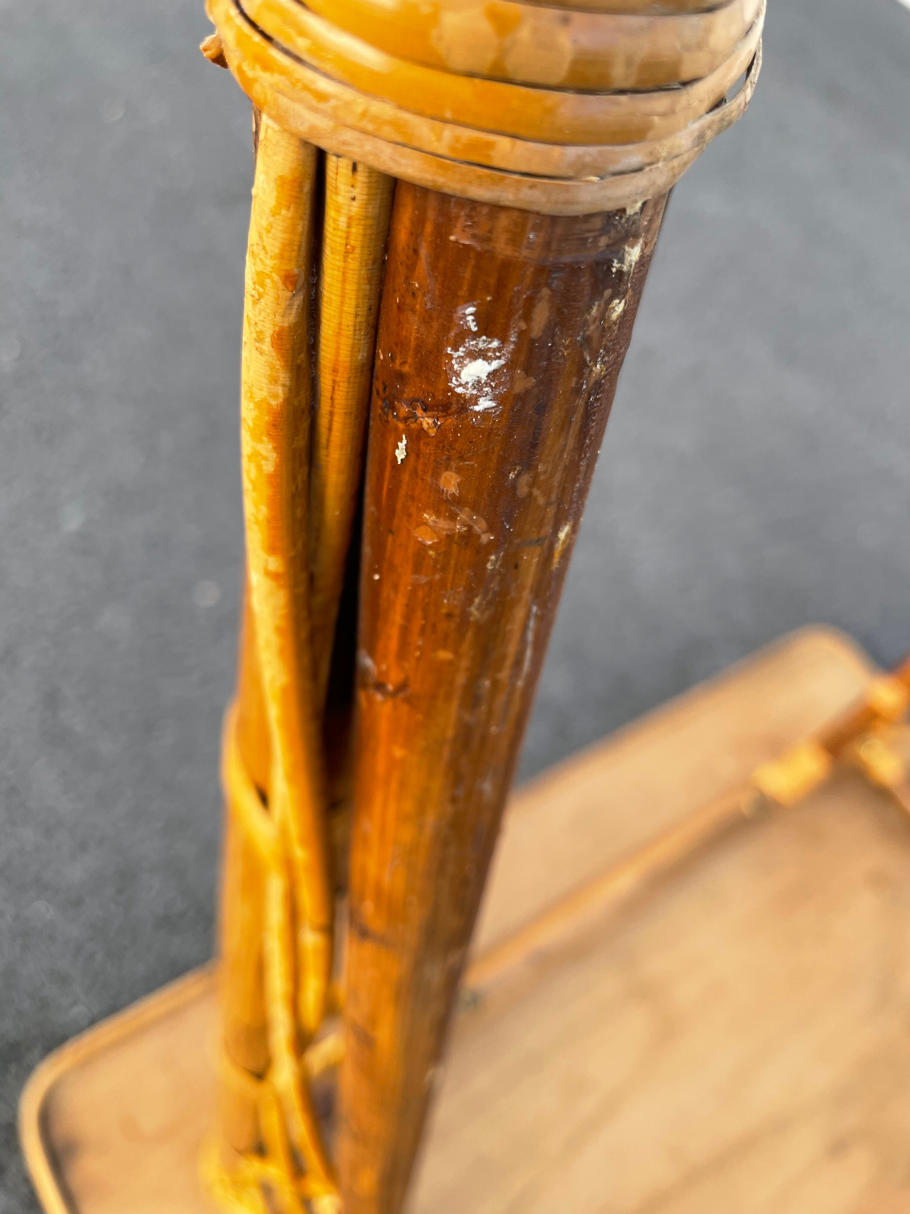 Rattan table vintage compass feet