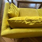 3p yellow velvet sofa