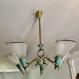 Lustre cônes vert et or 1950