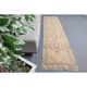 Tapis de couloir vintage turc Oushak fait main en laine et coton orange