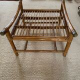 Duo of cane and rattan poufs