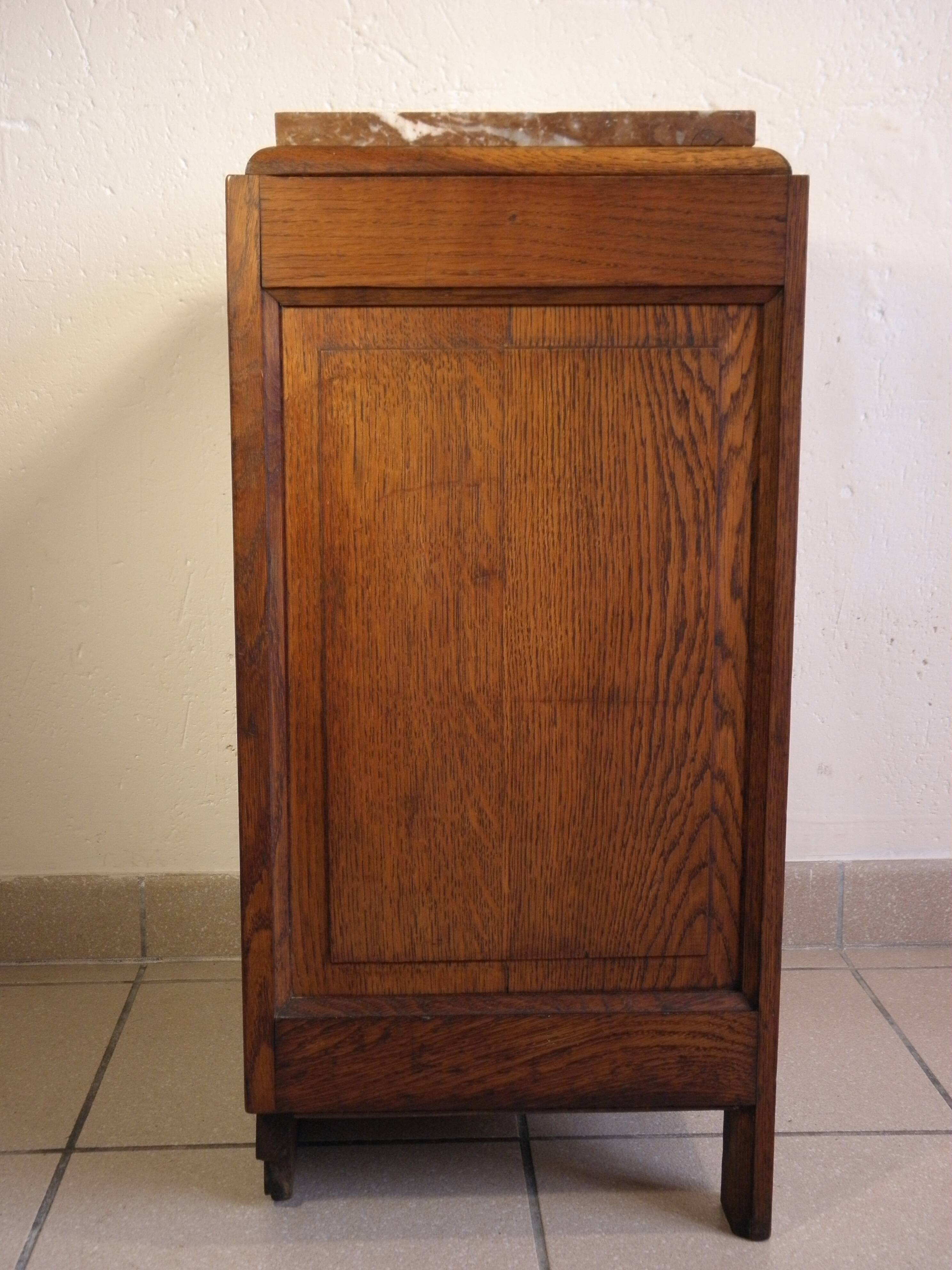 Art Deco bedside table in wood and marble