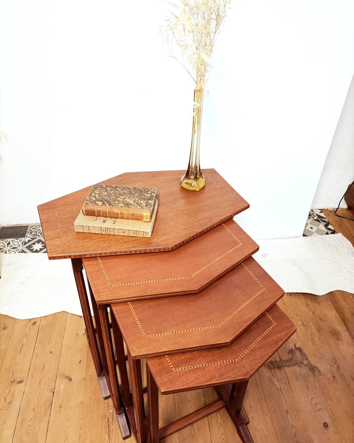 4 nesting marquetry tables