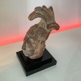 Statue / replica head of the Mayan king pakal janaab vintage 70s