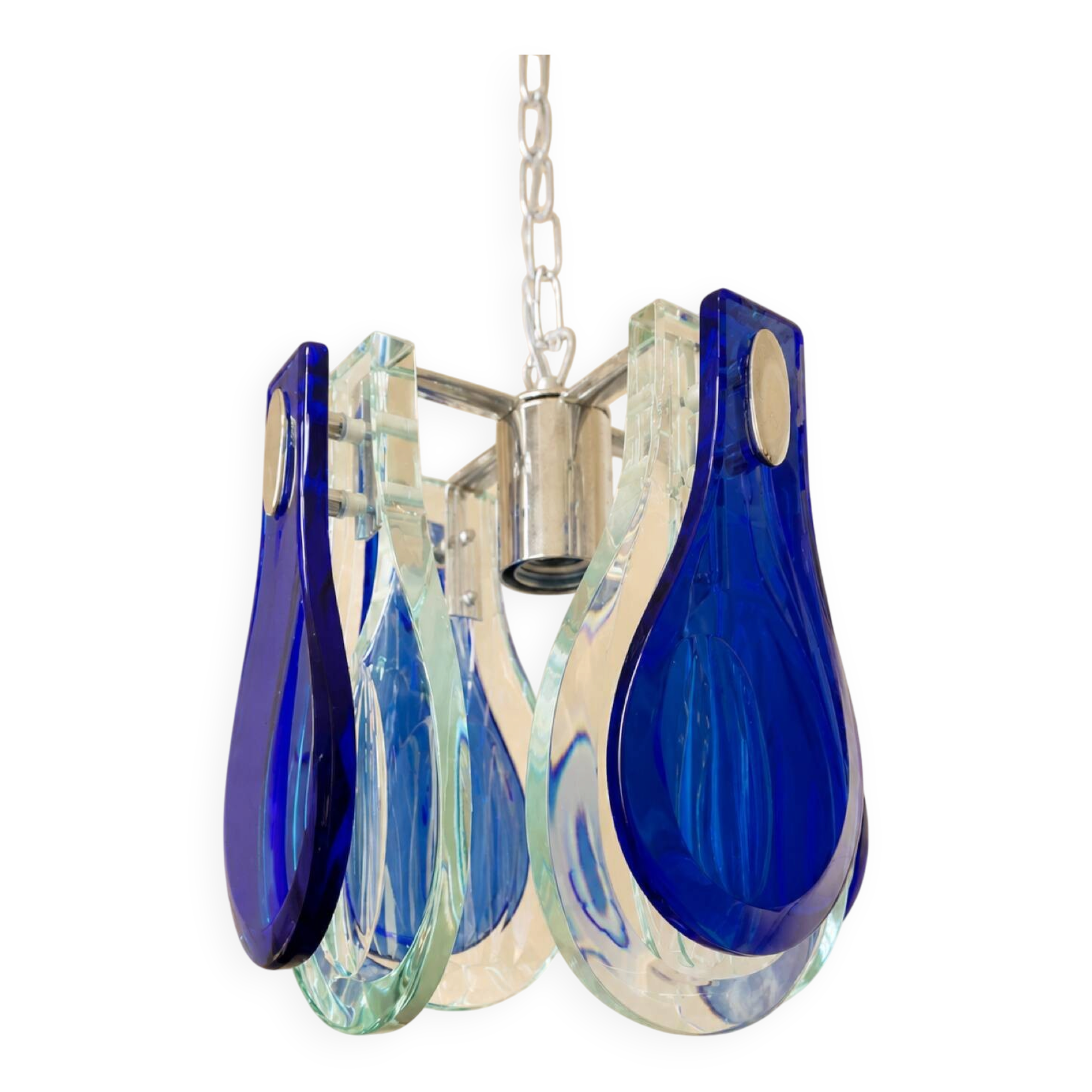 Blue Murano glass suspension light, Italy, 1970s