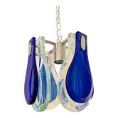 Suspension VECA en verre de Murano bleu, Italie, années 1970
