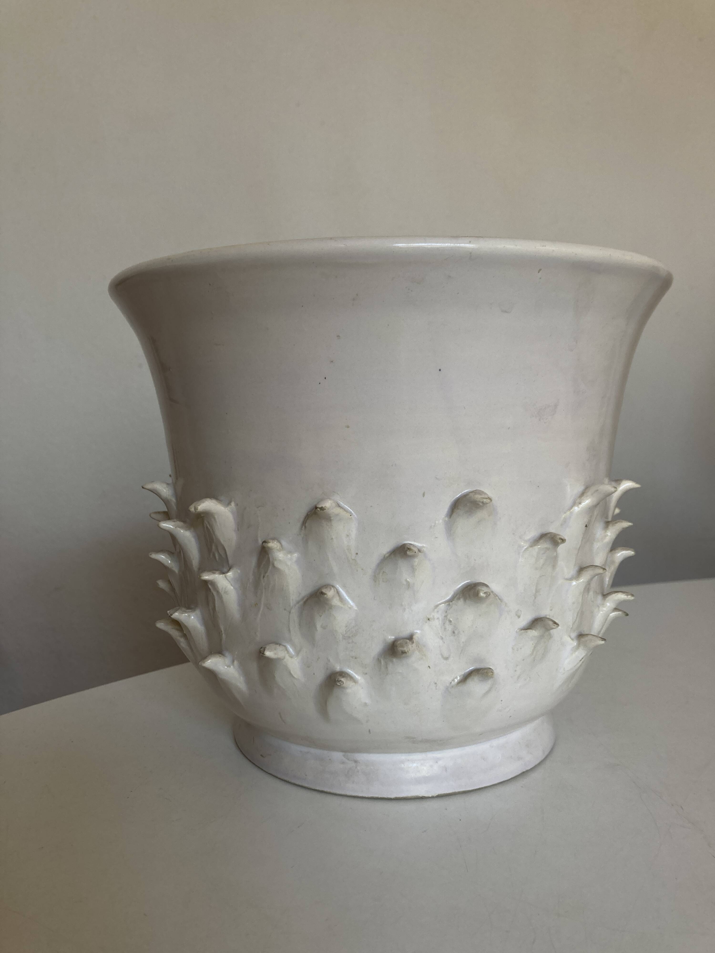 Ceramic by Jean Roger XL pot cover, Oursin series, 1960