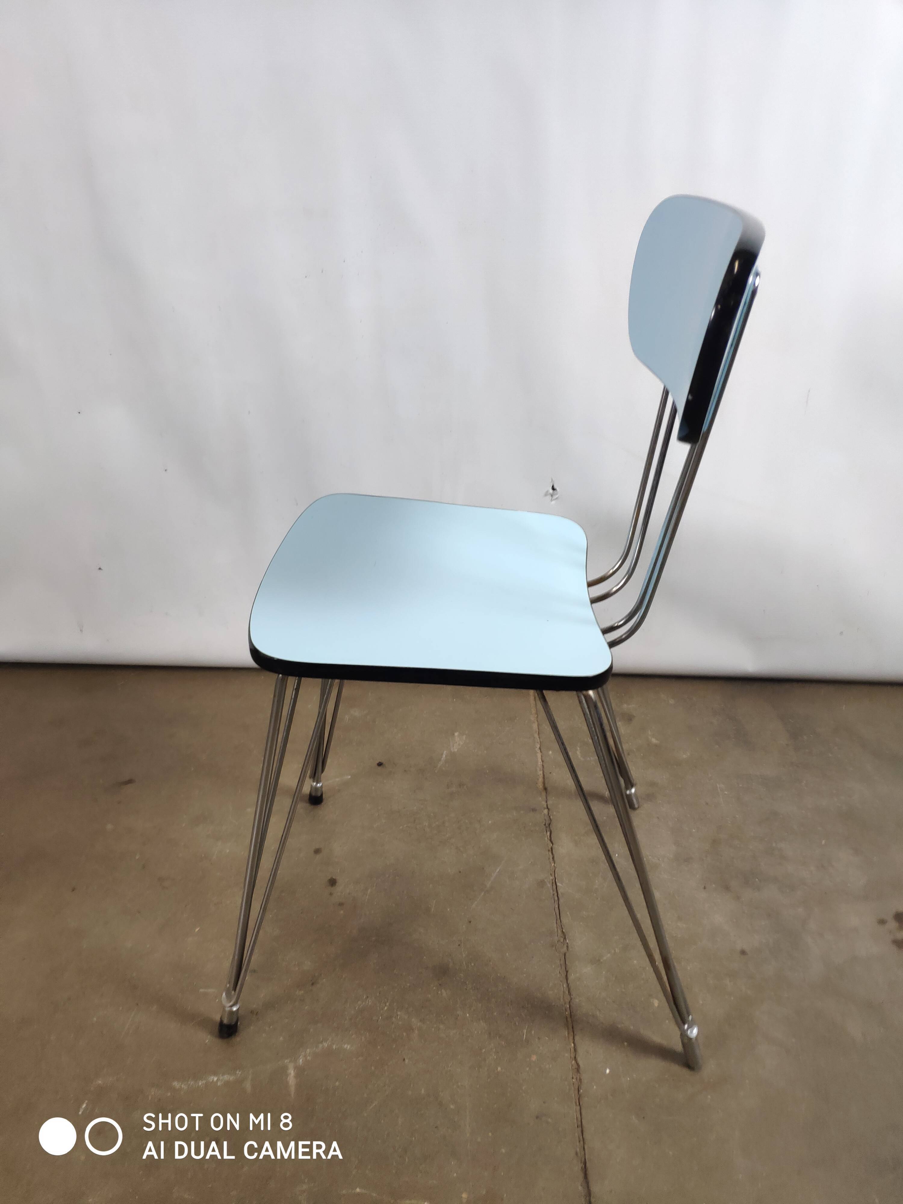 Eiffel foot blue formica chair