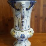 Medici vase in old Rouen earthenware signed R Tion handmade