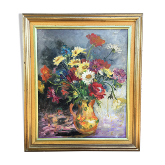 Painting on wood bouquet of flowers