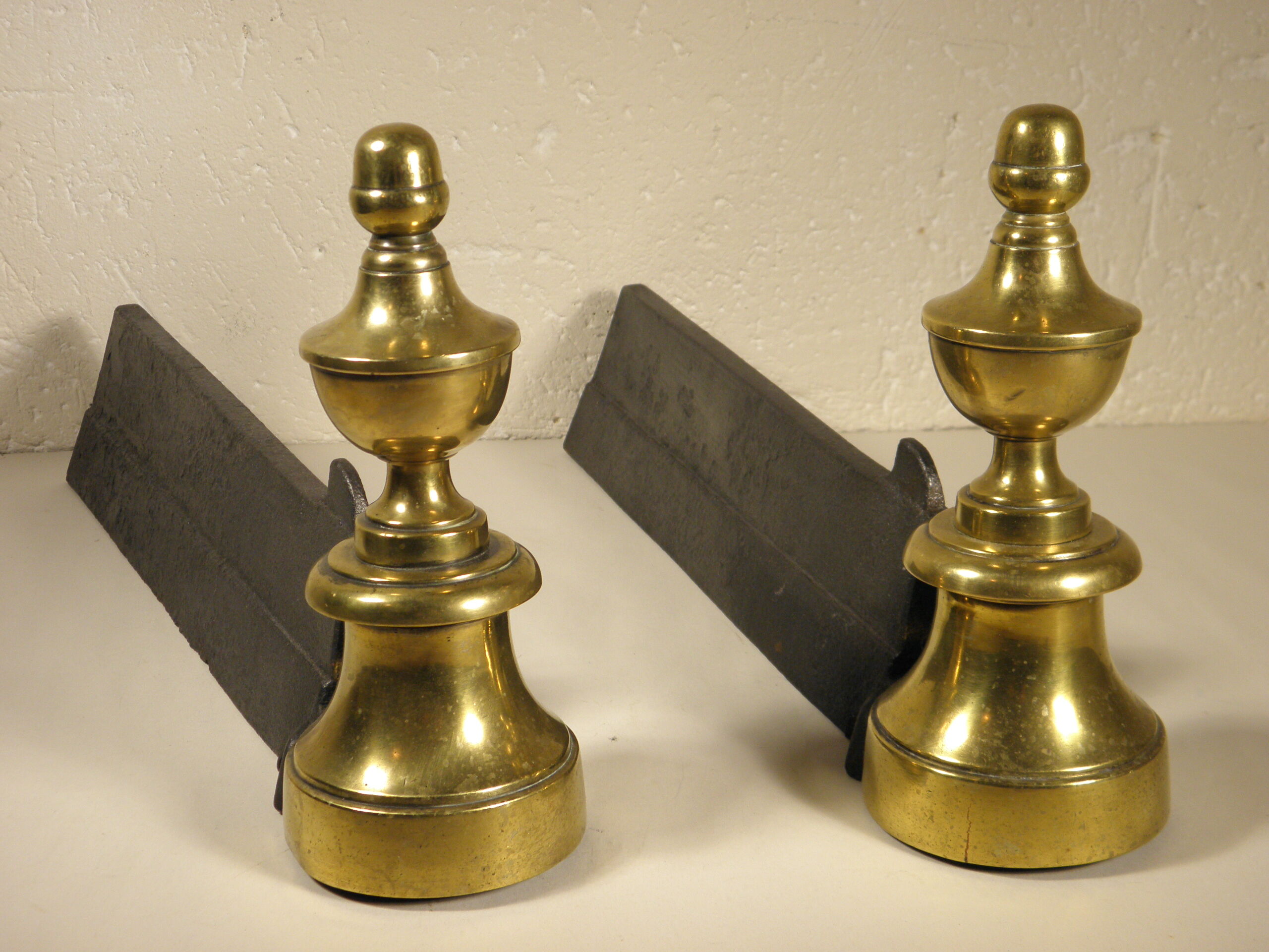 Pair of brass chenets