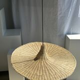 Large suspension, rattan luminaire in hat shape D:80cm