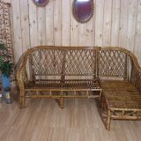 Vintage rattan corner sofa