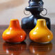 Salt and pepper in orange ceramic, 60s