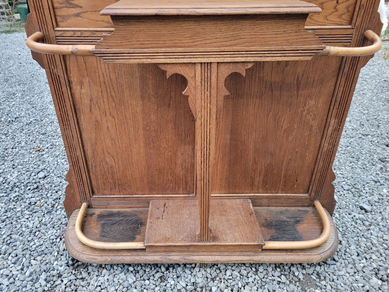 Old oak cloakroom or coat rack