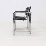 Set of 2 Italian Modern Saddle Leather and Chromed Steel Chairs 1980s