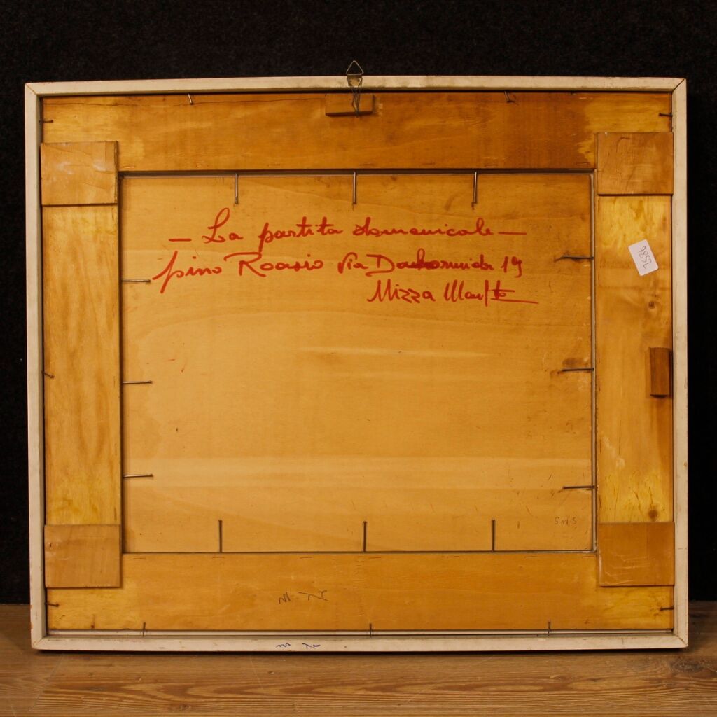 Italian popular scene signed painting oil on board