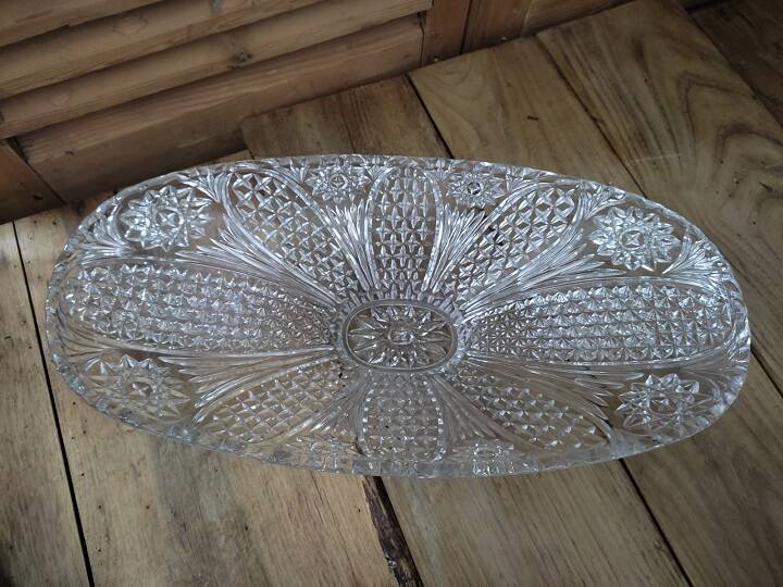 Fruit bowl display faceted star dish chiseled molded crystal