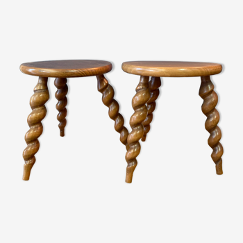 Pair of low tripod stools