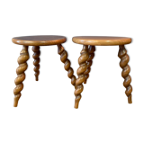 Pair of low tripod stools