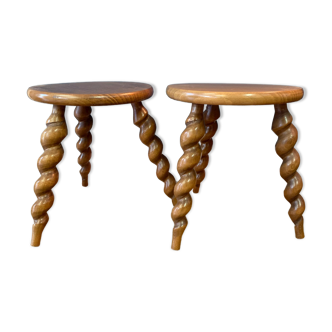 Pair of low tripod stools
