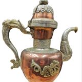 Tibetan ceremonial copper teapot aftaba dragon ewer
