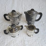 Art Deco tea and coffee service in silver-plated metal and Bakelite, 1930s