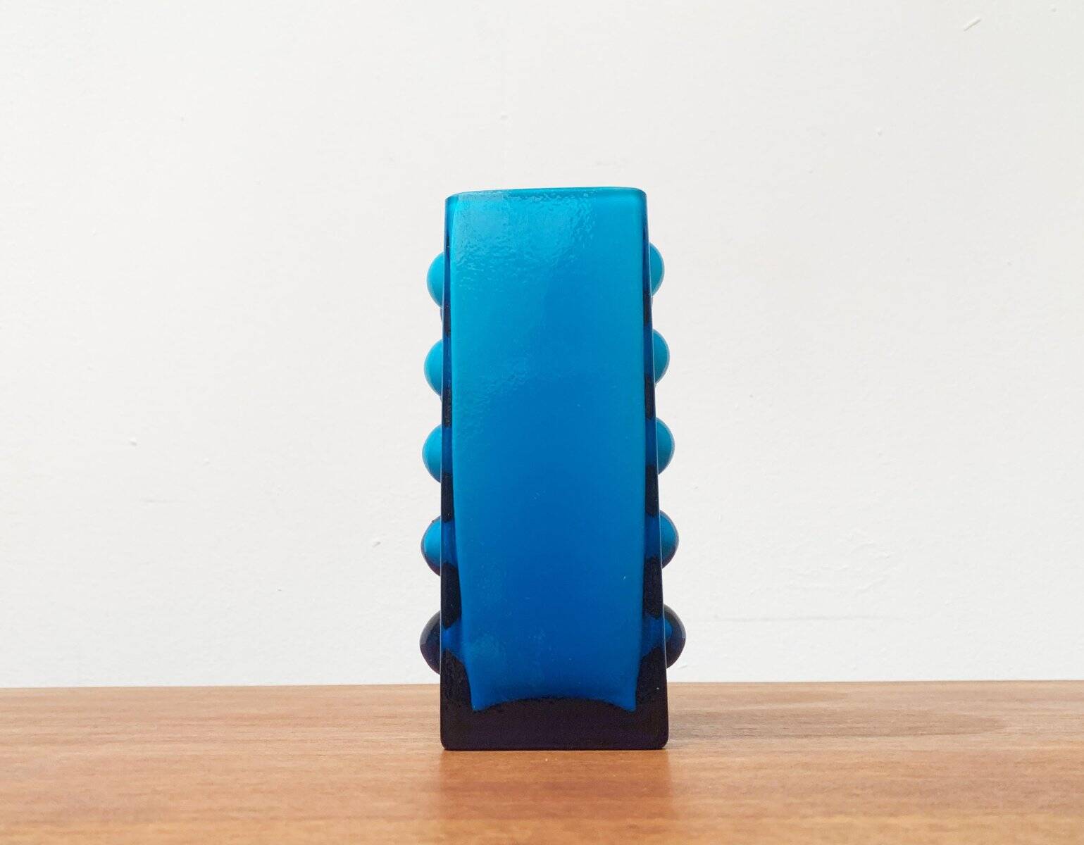 Mid-century German block glass bubble vase by Karl Friedrich Glass.