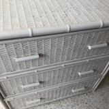 Off-white rattan chest of drawers