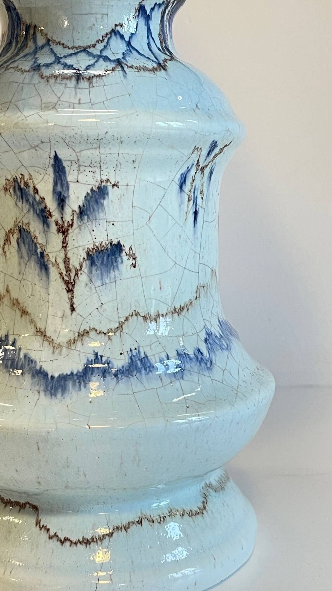 Lampe céramique bleue océan