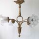 Art nouveau chandelier bronze and pressed glass