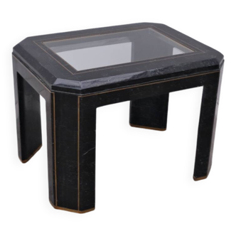 Tessellated green marble, glass and brass side table, 1960
