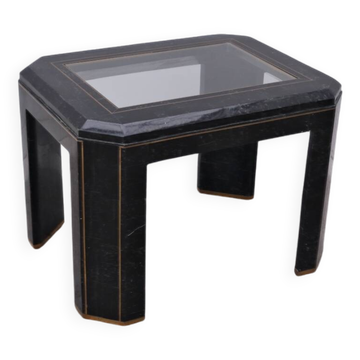 Tessellated green marble, glass and brass side table, 1960