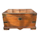Antique camphor chest made of camphor wood and brass