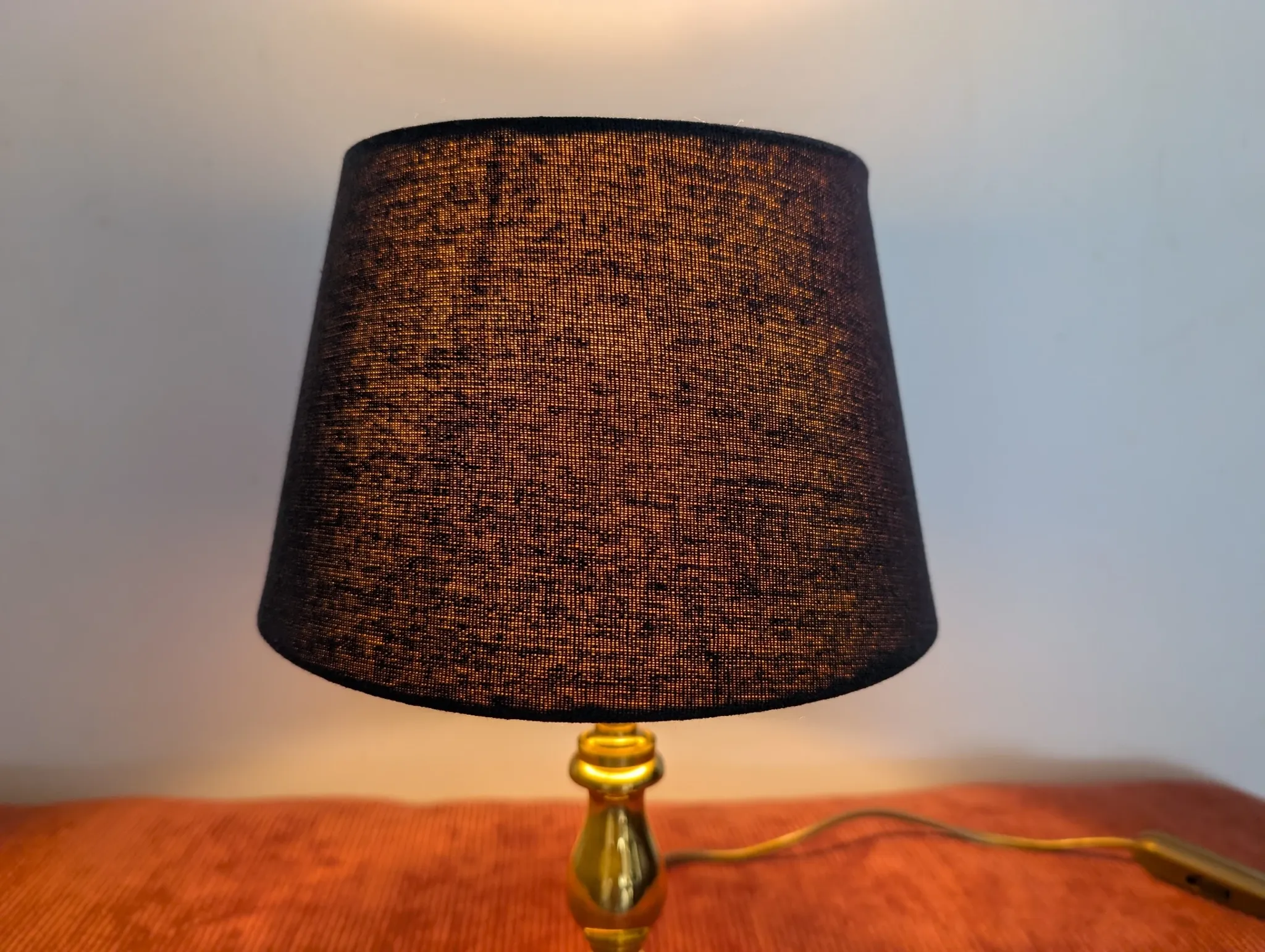 Brass lamp with black fabric shade