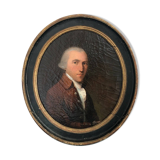 French 18th Century Oval Pastel Portrait of a Man in Original Frame