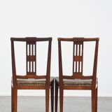 Ensemble de 6 chaises de salle à manger en cuir antiques d'origine néerlandaise