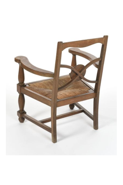 Solid oak structure chair and mulched-trimmed seat circa 1940