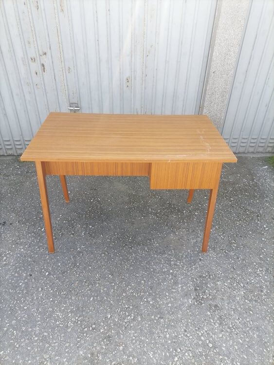 Old desk wood Scandinavian teak vintage compass feet