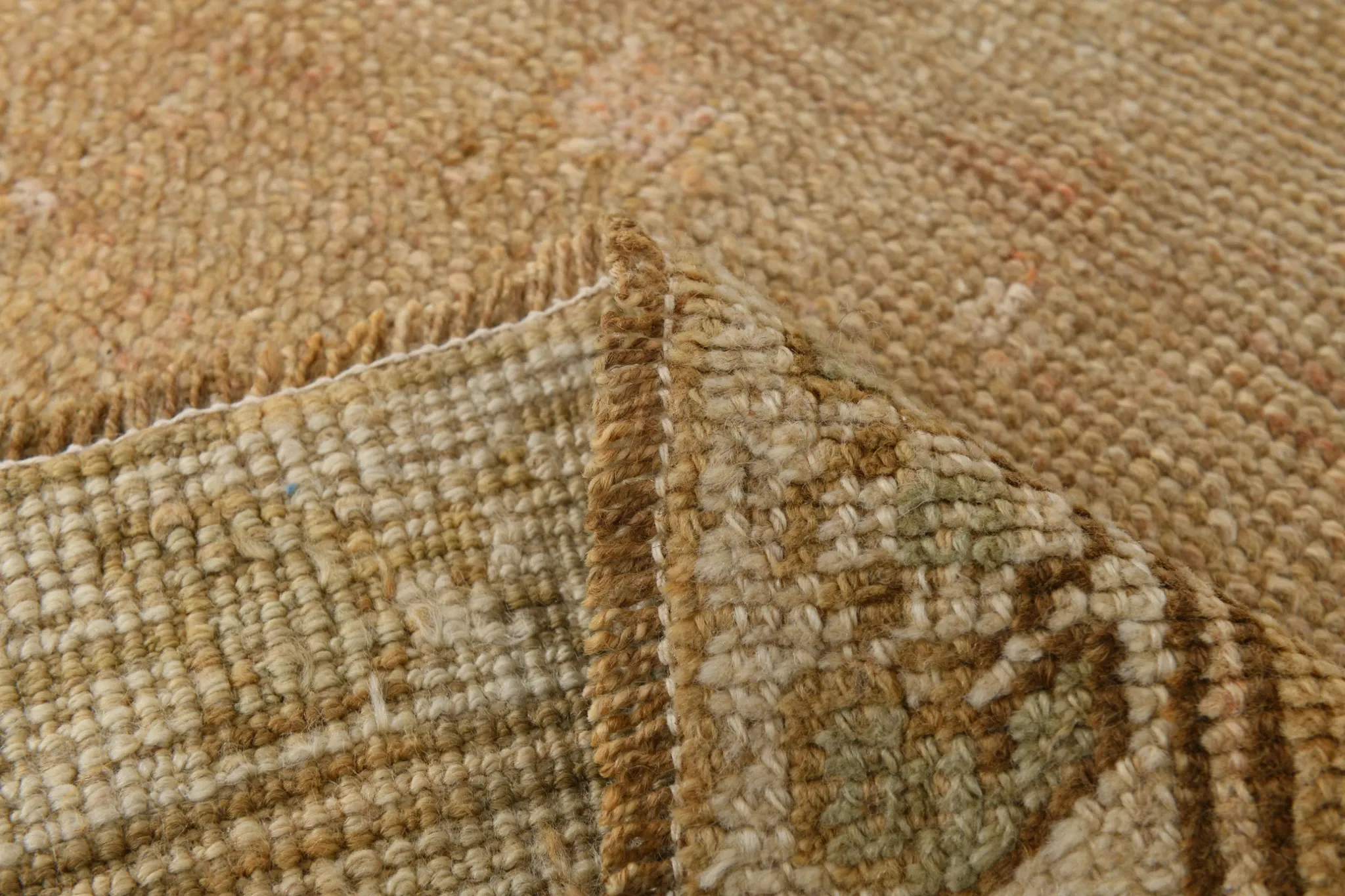 Light Brown & Pink Vintage Persian Rug, Handmade Wool Classic Home Decor