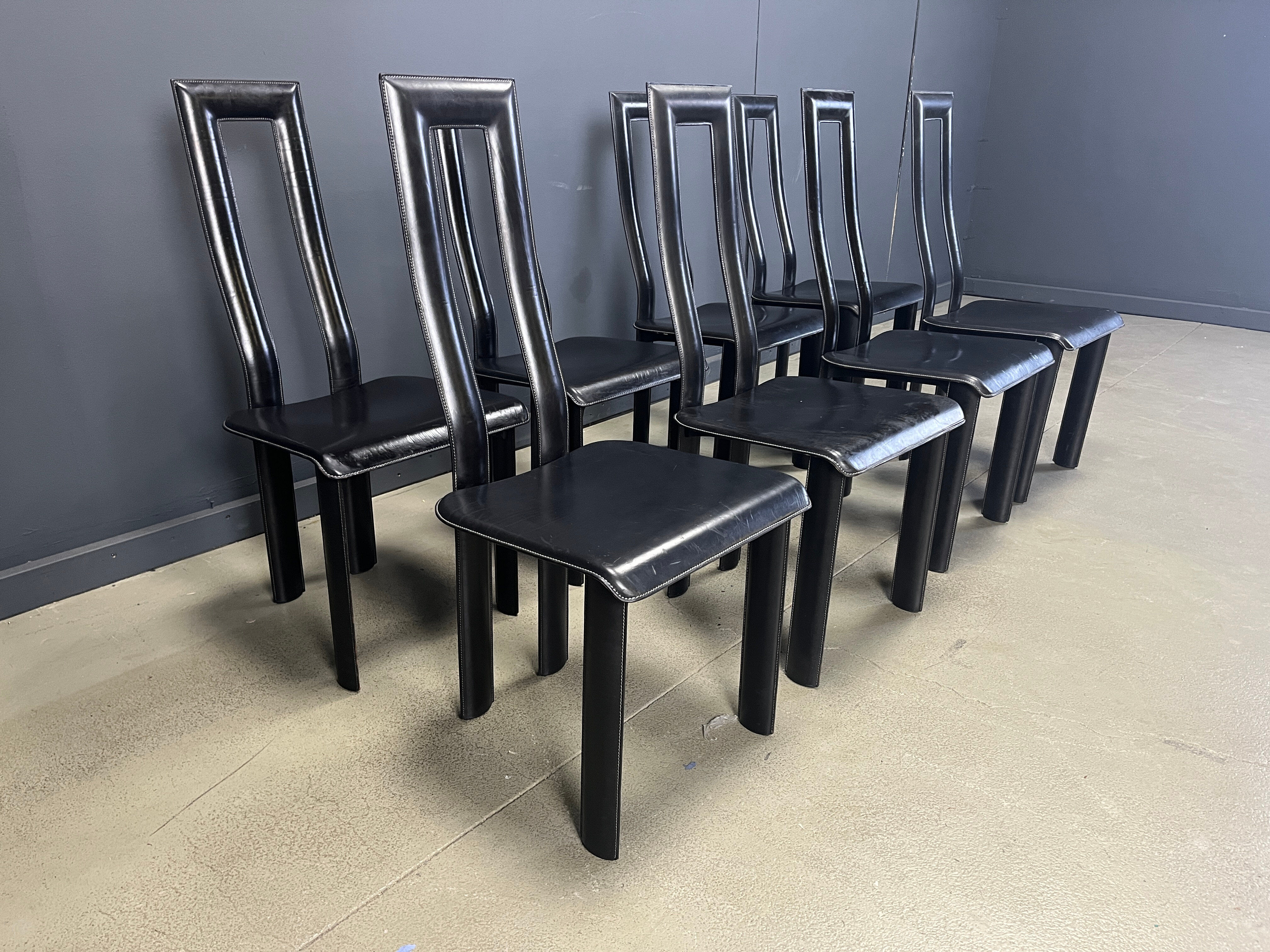 Italian Model Regia Dining Chairs by Antonello Mosca for Ycami, 1980s, Set of 8