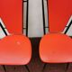 series of 6 Vintage red chairs design COLETTE GUEDEN 60s