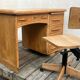 Antique light oak desk from the 1950s with 4 drawers