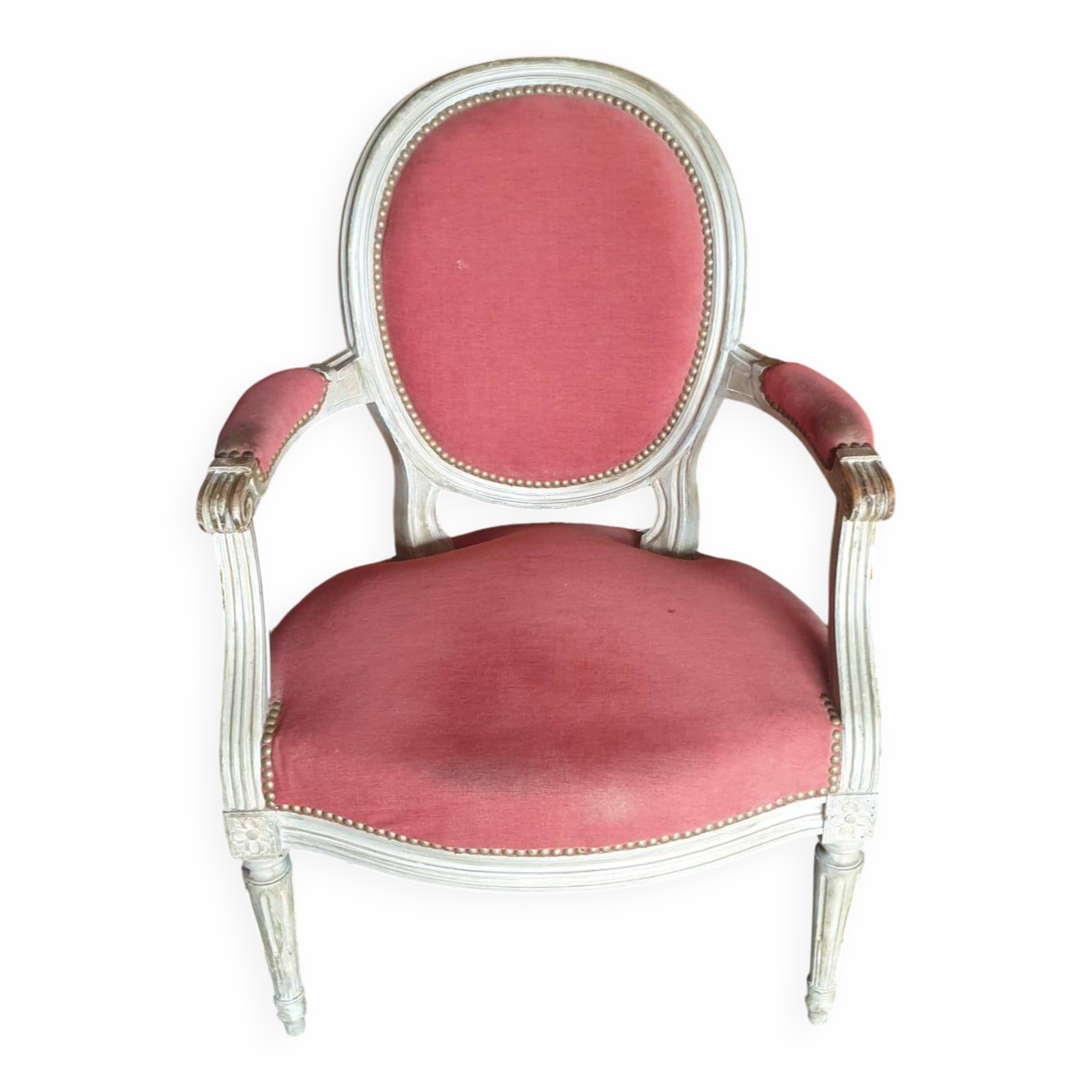 Ensemble banquette de style Louis XVI et fauteuil assorti