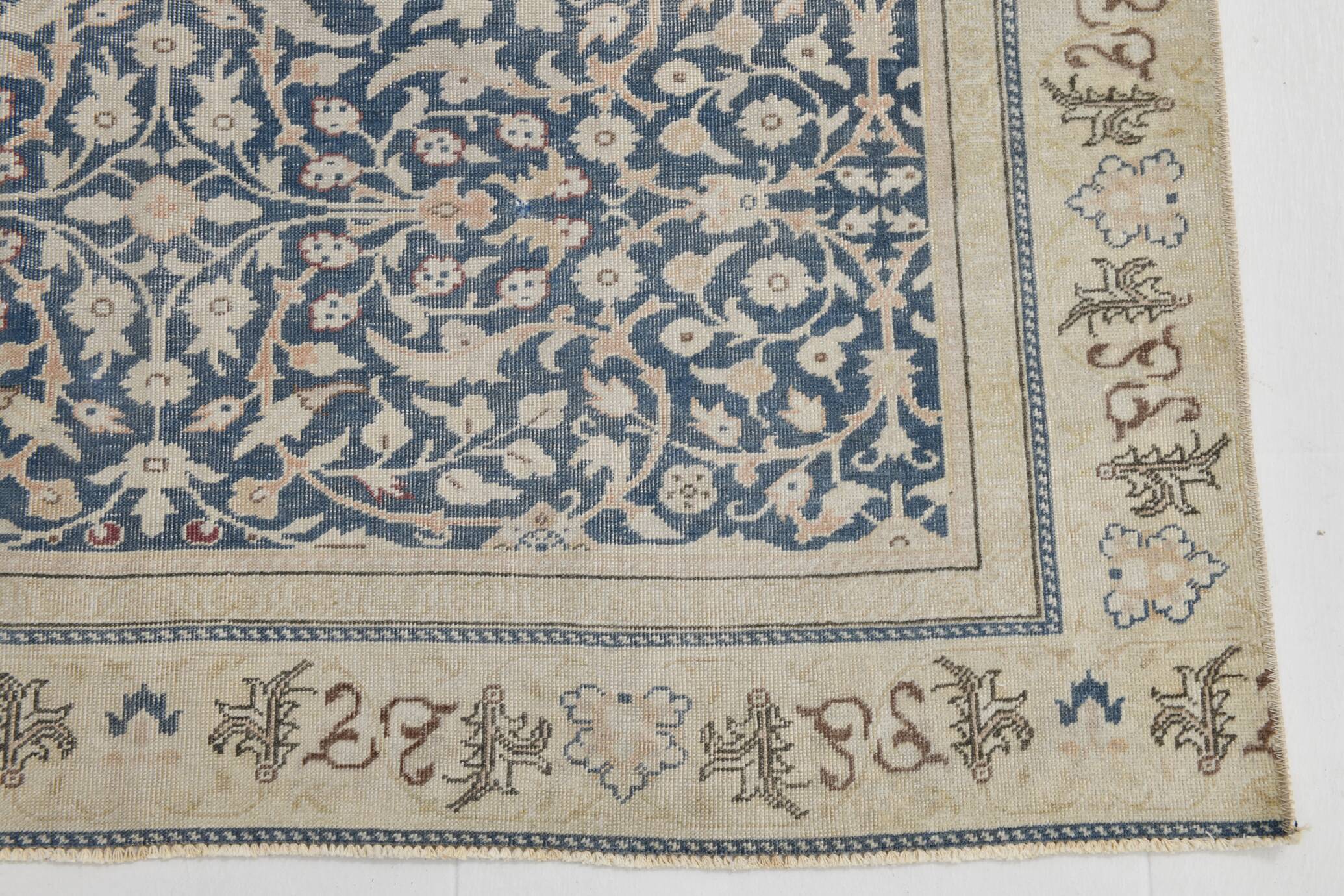 4x7 Navy Blue & Beige Persian Rug 135x204Cm SK 21639