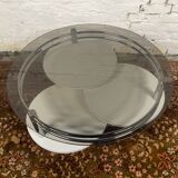 Table basse années 70 plateaux pivotants