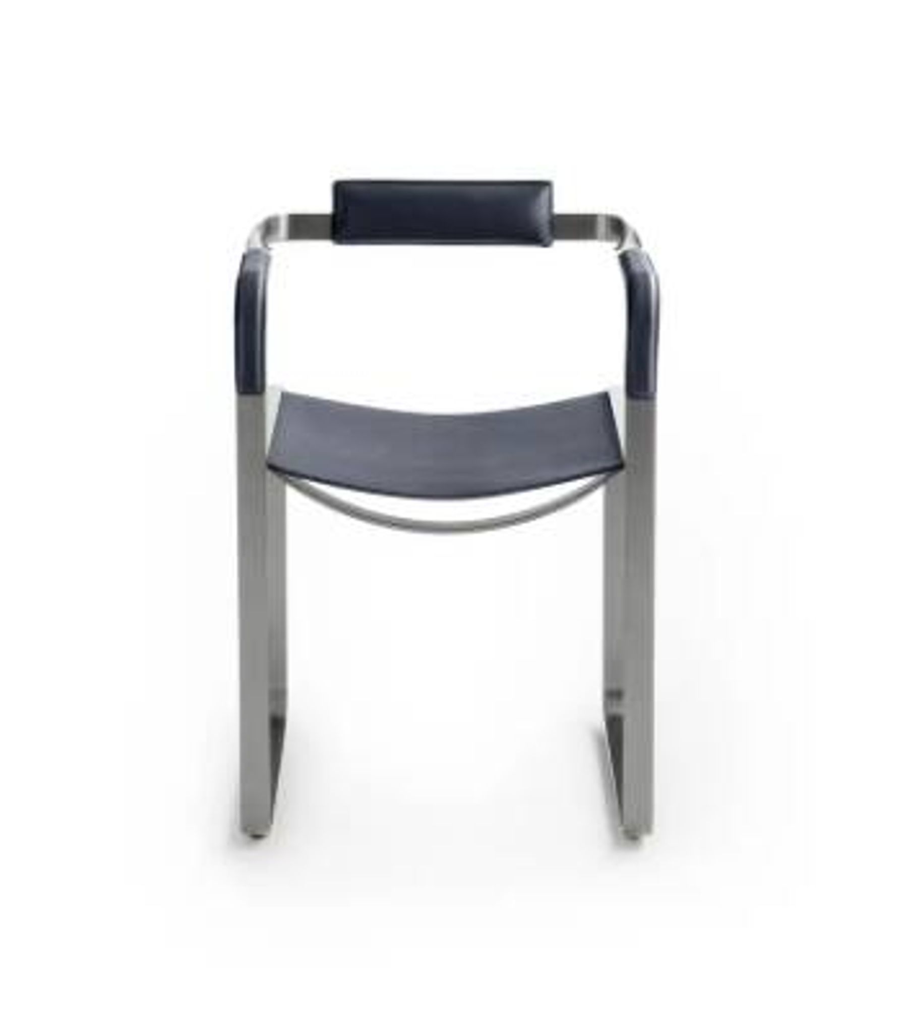 Wanderlust bar stools with backrest, blue and metal.