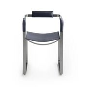 Wanderlust bar stools with backrest, blue and metal.