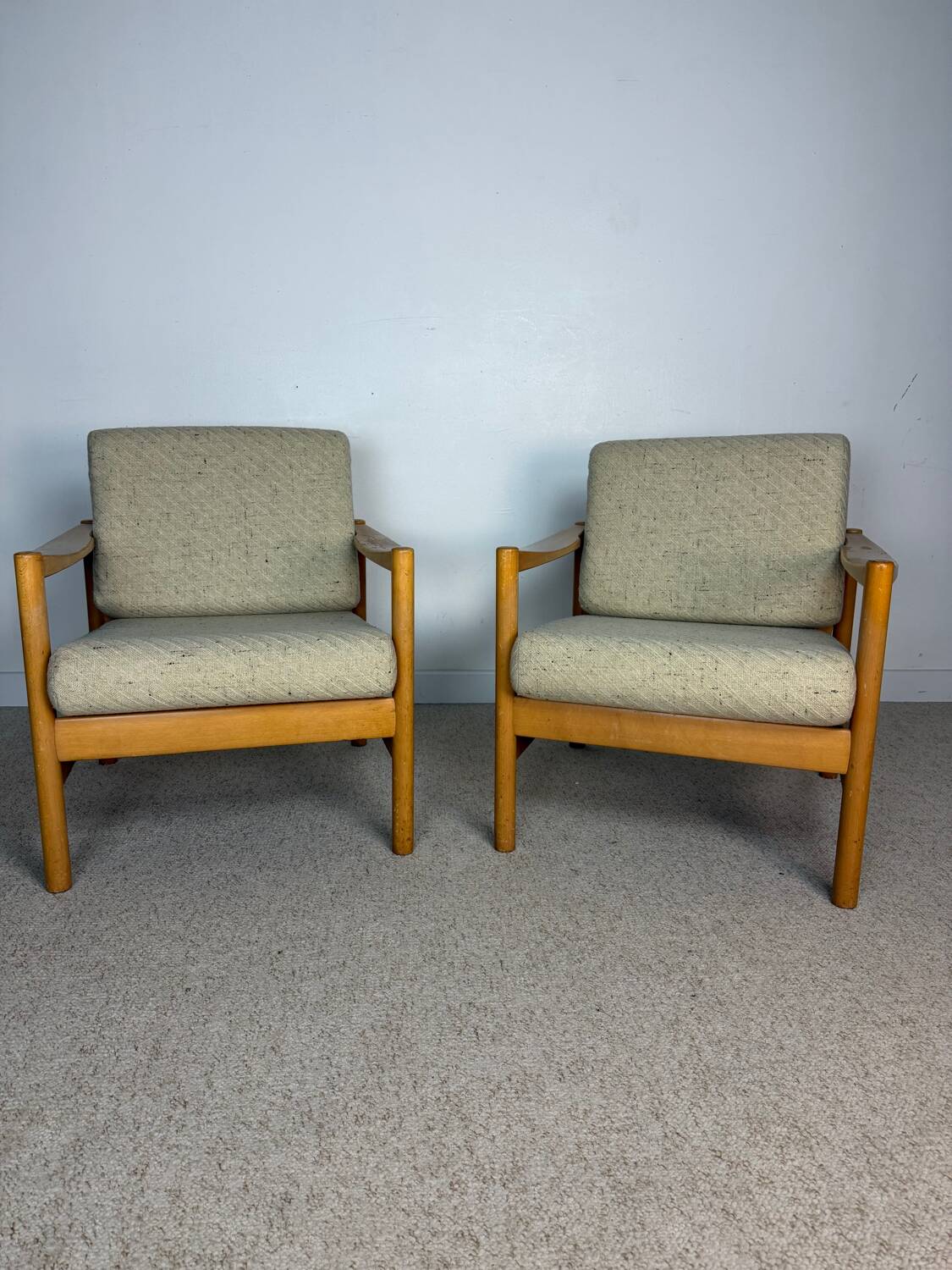 Pair of vintage wooden armchairs